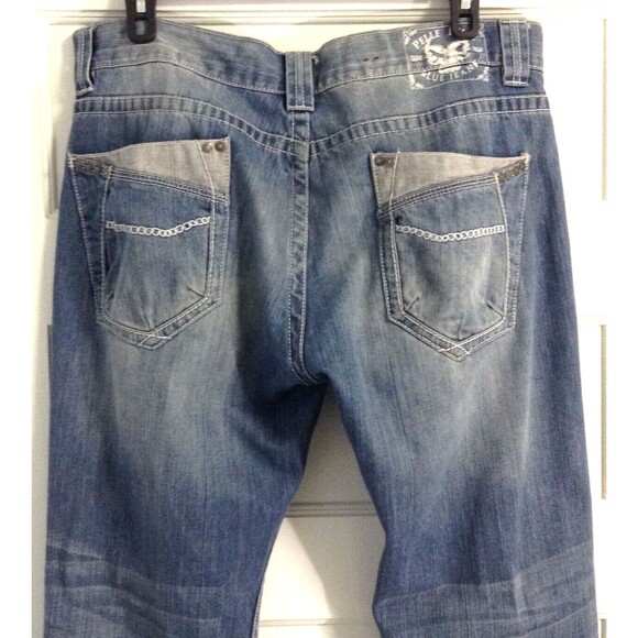 Vtg Pelle Pelle Jeans Men 40x34 Blue Embroidered Faded Hip Hop Skater 90s Y2K - Picture 7 of 12